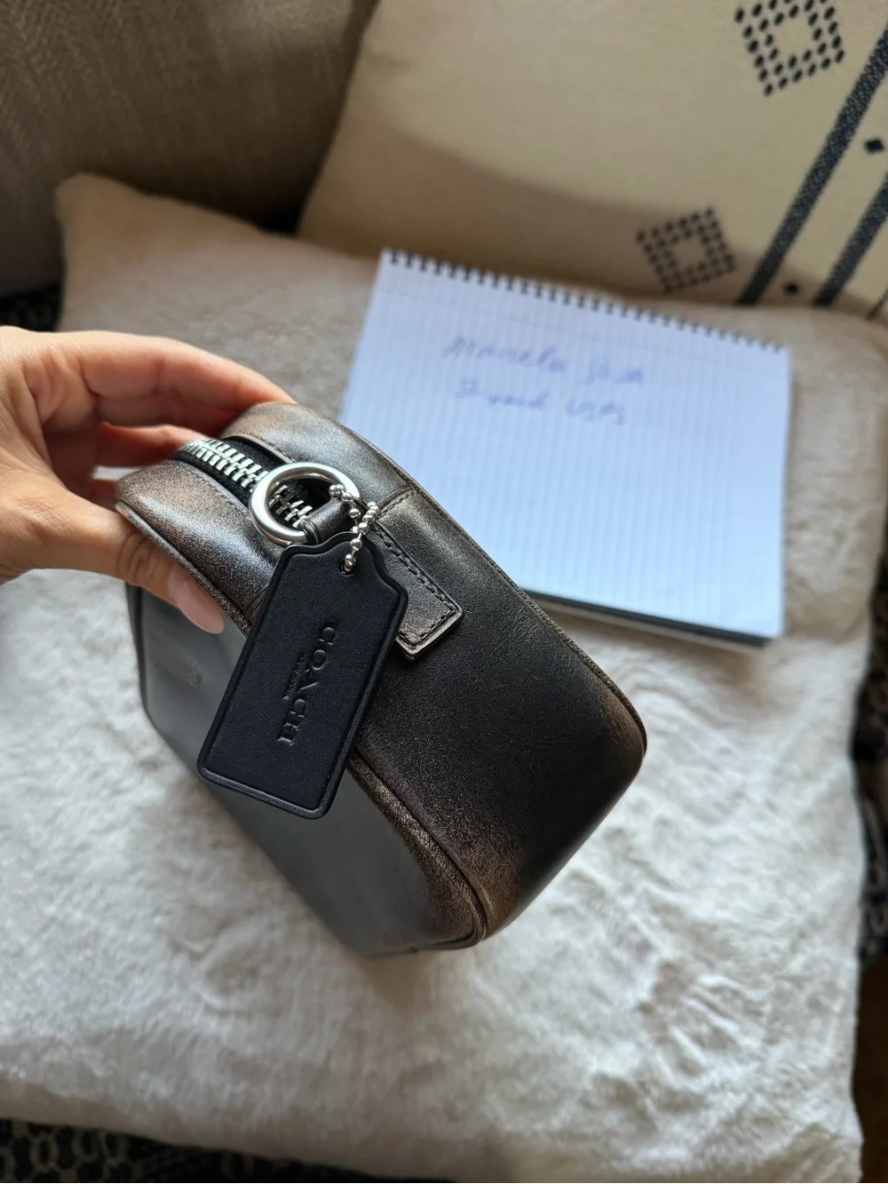 Coach loved leather radio camera bag
